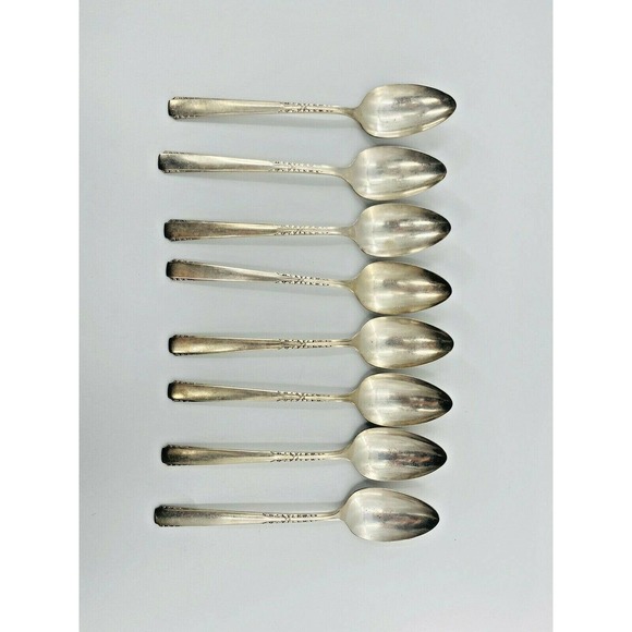 Oneida 1881 Rogers BROOKWOOD BANBURY 8 Oval Soup Spoons 7-1/2" Silverplate 1950 - Picture 5 of 10
